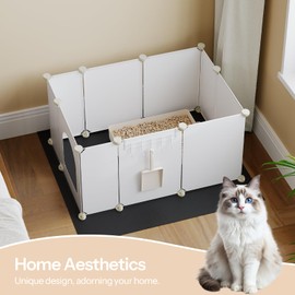 HOOBRO Cat Litter Box Enclosure with Large Oxford Mat, Extra Large Litter Box Shield with Row-Hook, 35.4" L x 28.7" W x 15.7" H, Compatible with Most Litter Boxes, White BW07PP03