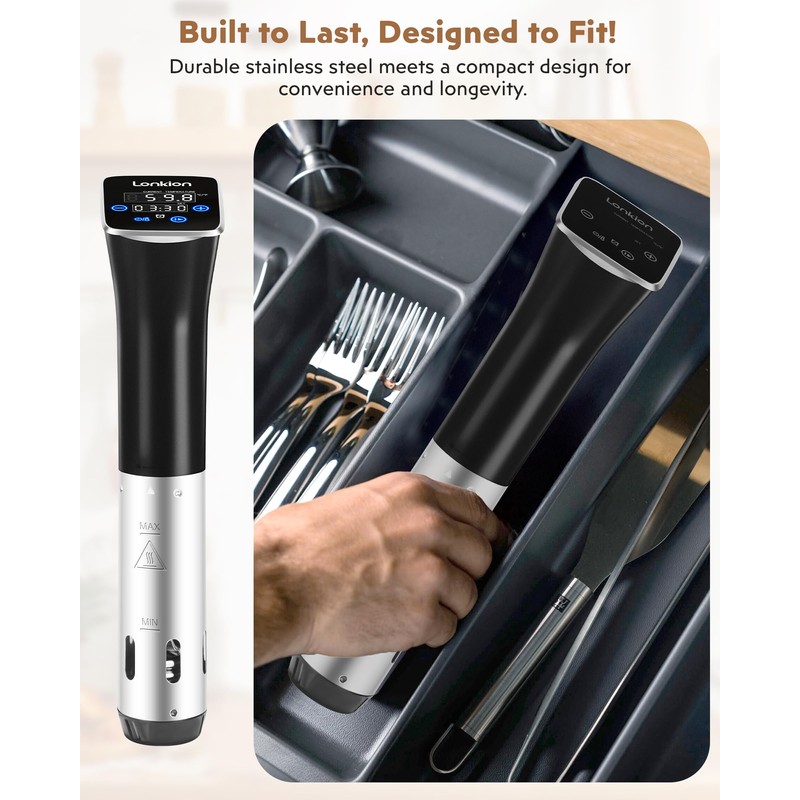 Sous Vide, Lonkion Sous Vide Cooker Machine, Temperature Control, 1100W