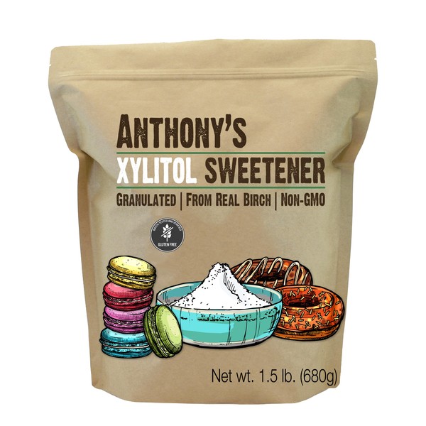 Anthony's Xylitol Sweetener, 1.5 lb, Made from Birch, Gluten Free,