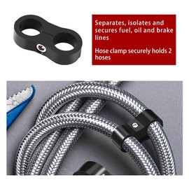 Dokili 8AN Hose Separator Clamp Aluminum Fuel Line Mounting Divider Hose Fitting Adapter Fit for 1/2 Fuel Line, Oil Line, Brake Line, Water Pipe and Gas Line,Black,4pcs