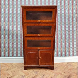 Town Square Miniatures Dollhouse Lawyers Bookcase Display Cabinet Hutch Walnut Finish 1:12 Scale