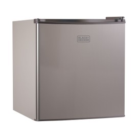 BLACK+DECKER 1.7 Cu. Ft. Compact Refrigerator, ENERGY STAR Certified, Single Door Mini Fridge with Chiller Compartment, Personal Fridge for Home or Dorm Room, R600a Refrigerant, BCRK17V,Stainless Look