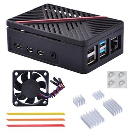 GeeekPi Case for Raspberry Pi 4, ABS Case with 40 mm Fan and 4 x Aluminium Heatsink for Raspberry Pi 4 Model B 1GB/2GB/4GB/8GB (Black)