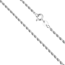 Designer Inspirations Boutique 18" Inch Sterling Silver 1.5 mm Wide Rope Chain Necklace for Women Men Unisex - Fine Silver Chain - Ideal for Smaller Pendants - Weight: 1.6 Grams