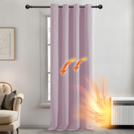 Deconovo Thermal Insulated Blackout Curtain Eyelet Curtain for Bedroom 52"x 90" Baby Pink 1 PANEL