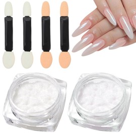 SIRLOMU Nail Powder Neon Pearl Effect Transparent Aurora Ice Shimmer Chrome Pigment Powder for Nails DIY Salon (White Pearl Chrome)