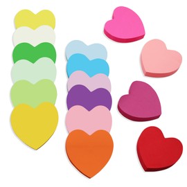 1200 Sheets 3X3in (76 * 76mm) Heart Shape Sticky Notes Set, Colourful Heart Post It Notes, for Office School Home | 75 Sheets/Pad (16 Pad)