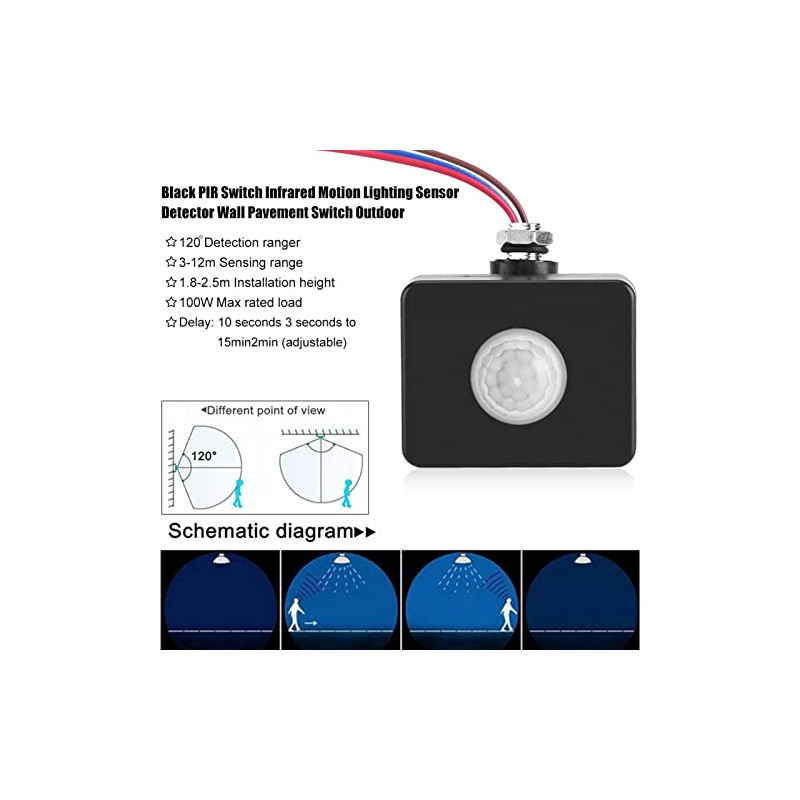 Motion Detector PIR Sensor for Security Lighting Change Time Settings