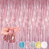 ILLUVA Metallic Tinsel Foil Fringe Curtains, Photo Booth Backdrop Hanging