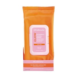 MCoBeauty - Glow Vitamin C Facial Wipes - Infused with Vitamin C, Hyaluronic Acid and Antioxidants - Pack of 25 Cleansing Wipes - Vegan and Cruelty Free