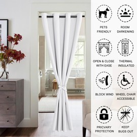 XWZO Door Curtain for Doorway Privacy and Bedroom Closet, 80 Inches Long Room Darkening and Thermal Insulated Room Divider Doorway Curtain Grommet Top, 1 Panel, W42 X L80, White