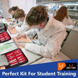 Complete Suture Practice Kit For Medical Students, Vets & Nurses for Training And Practice, Reusable True Skin Feel Silicon Suturing Pad With Multiple Precut Wounds And Tool Kit 6 Threads 5 Blades