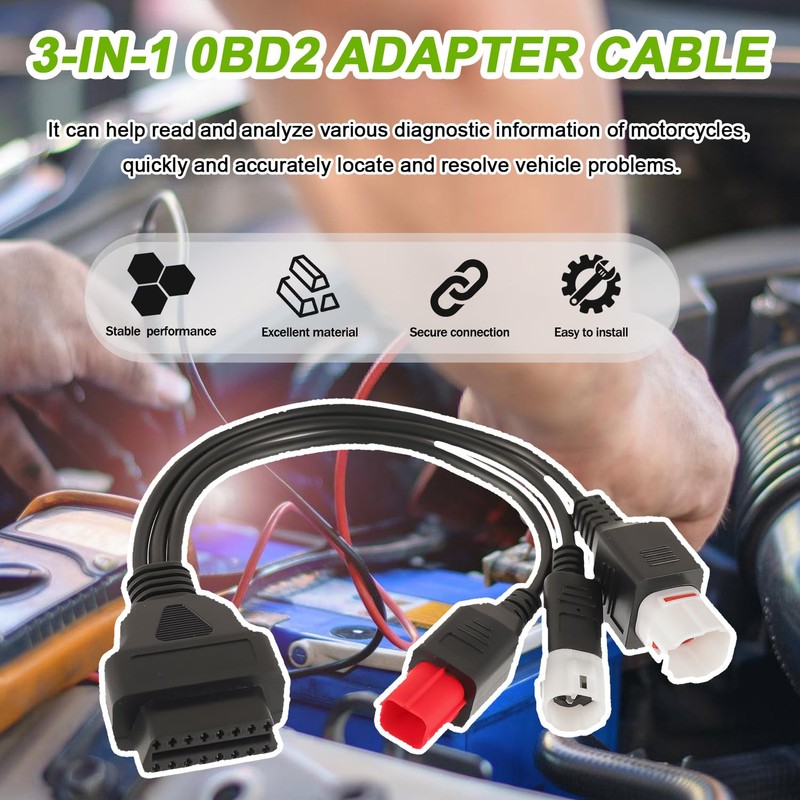 EPLZON 3-in-1 OBD2 Diagnostic Adapter Cable 3Pin+4Pin+6Pin to 16Pin Multiple