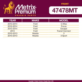 Metrix Premium Chassis Parts - Front Sway Bar Stabilizer End Link Fits 14-22 Ford Transit Connect, 13-18 C-Max, 13-19 Escape, 15-19 Lincoln MKC, 10-13 Mazda 3, 05-11 Volvo V50, K750554, Made in Europe