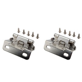 ZCZQC 2PCS Cover Position American Style Self Closing Hinge Nickel Color 1/2inch with Screws Spring Loaded Self Closing Hinge Semi Concealed Covered RV Hinge Tongue Groove Cabinet Hinge
