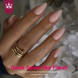 KQueenest Soft Gel x Nail Tips Natural Press on Nails Short Almond Semi-Transparent Gel Tips Kit Short Stiletto Gel x Nails, Easy Fake Nails Press ons Acrylic Nails Extensions for Nail Art, Nude Pink