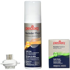pedag Suede Cleaner and Textile Color Restorer, 3 pc Cleaning and Care Kit for Shoes and Boots, Made in Germany, Neutral Multi Color
