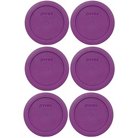 Pyrex 7200-PC Thistle Purple Round Plastic Food Storage Replacement Lids - 6 Pack