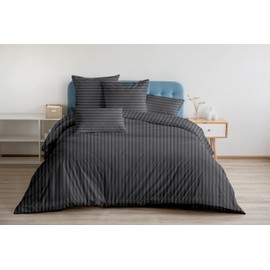 Kotton Culture Striped 3 Piece Duvet Cover Set 100% Egyptian Cotton with Zipper & Corner Ties Breathable All Season 600 Thread Count Soft Sateen Weave Comforter Cover (Grey, Oversized King)
