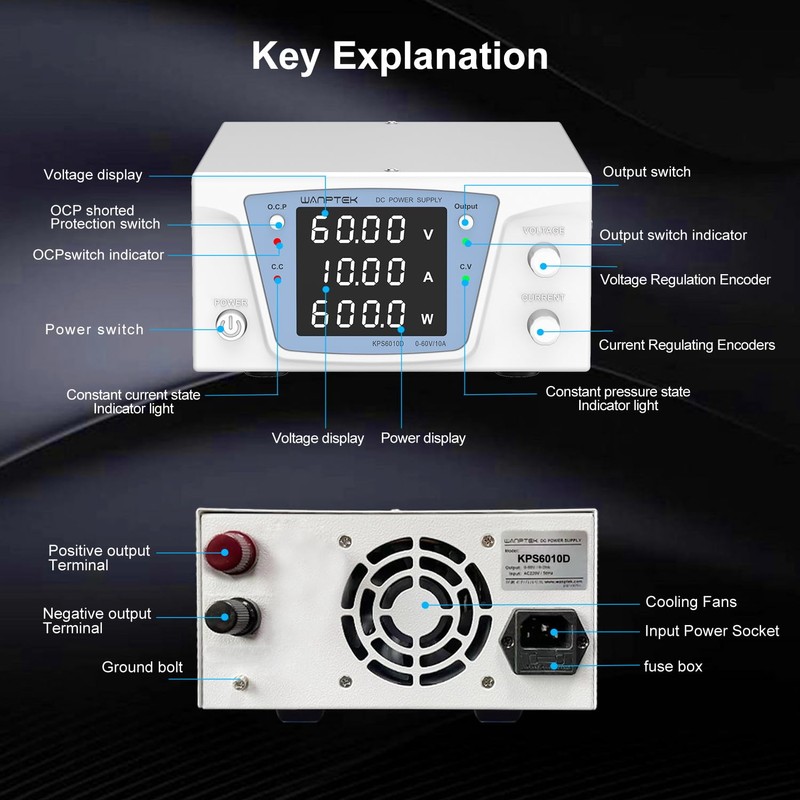 DC Power Supply Variable, Bench Power Supply with Encoder knob,