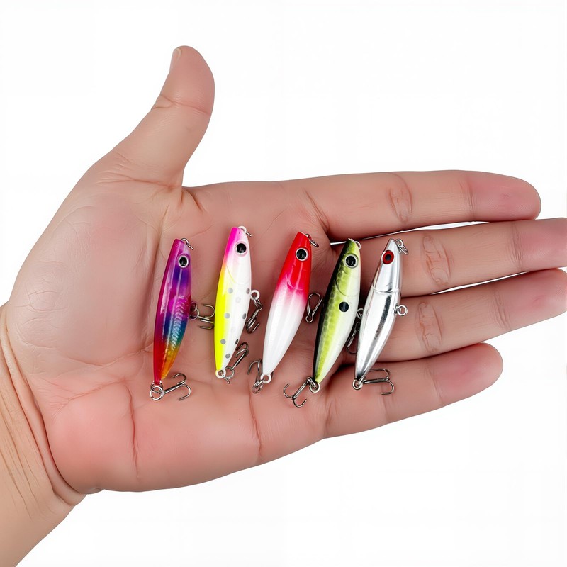 Fishing Lures Hard Bait Set, Green Scale Pattern, 5-Pack with