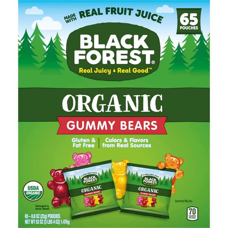 Black Forest Organic Gummy Bears Candy, 0.8 Ounce Pouches (65
