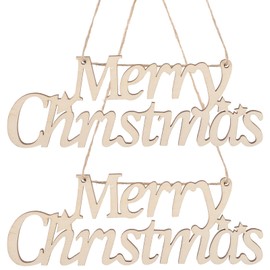 SEWACC 2pcs Merry Christmas Wooden Cutout Signs Christmas Wall Plaque Sign Rustic Wood Letter Wall Pendant Signs Farmhouse Wall Hanging Decoration