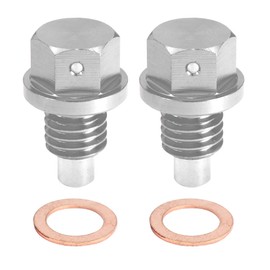 A ABSOPRO Pack of 2 Oil Drain Plug with Sealing Ring M12 x 1.75 Oil Drain Plug Magnetic Oil Drain Screws Oil Pan Silver