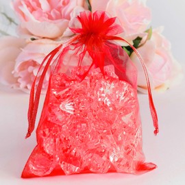 Super Z Outlet 100 Pack 5x7 Inch Mini Sheer Drawstring Organza Transparent Bags Jewelry Sack Pouches for Wedding, Party Decorations, Arts & Crafts Gifts (Red)