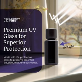 Infinity Jars Black Ultraviolet Glass Easy-Pour Screw-Top Bottle 20 ML(.67 fl oz) Airtight Refillable Container with Neck Finish for Oil, Coffee, Spices, Perfumes - Black glass storage Miron jars