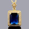 RIZILIA Brass Pendant Square Green Emerald 18K Yellow Gold Plated