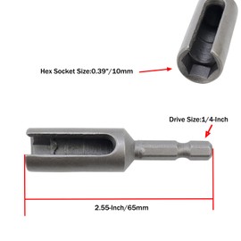 Rannb Slotted Extension Driver Bit,2.55-Inch/65mm Long,0.39"/10mm Hex Nut Socket,1/4-Inch Driver - 1pcs