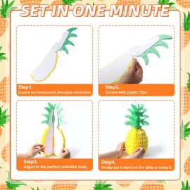 HUIANER Pineapple Honeycomb Centerpieces 6PCS 14Inch Pineapple Decorations Pineapple Table Hanging Decorations for Tropical Hawaiian Jungle Summer Party