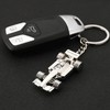 Glossy Silver Racing Car Keyring Keychain