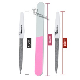 ZAMAHA UK® 2 Pcs Metal Nail Files and 1 Pc Nail Buffer-Reusable Dual Sided Nail Care Accessories-for Professional Pedicure & Manicure-Ergonomic Handle (Metal Nail File Buffer Set)