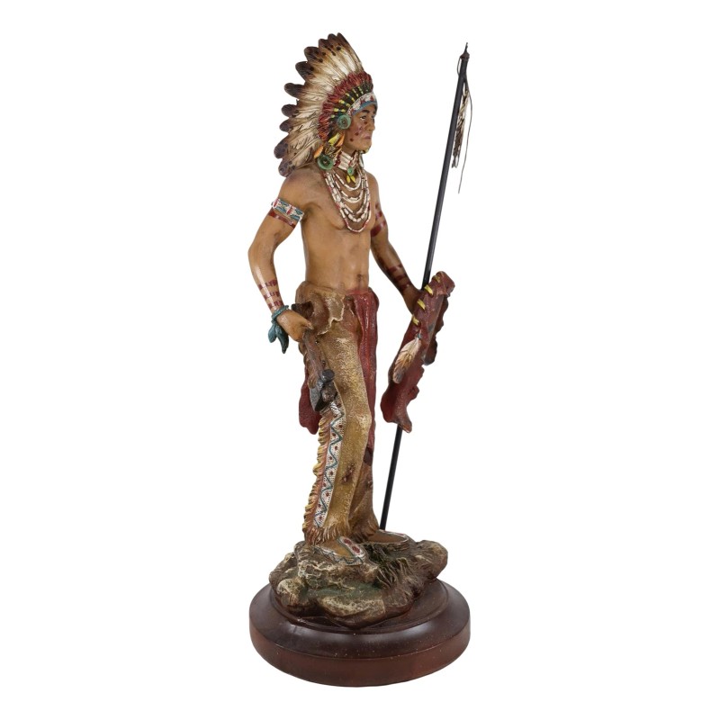 Native American Indian Warrior Chief With Eagle Roach Spear And