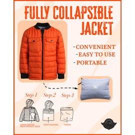URBAN REPUBLIC Boys' Packable Puffer Jacket - Insulated Weather Resistant Windbreaker Bubble Winter Jacket for Boys (8-20), Size 14-16, Burnt Orange