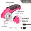 SnapFresh Cordless Electric Scissors, 4V Mini Cardboard Cutter (Hot Pink)