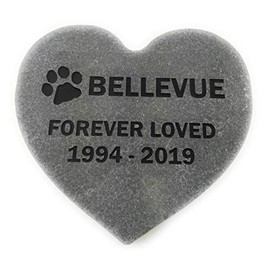GraphicRocks Pet Memorial Headstone Grave Marker Sandblast Engraved Gray Natural Stone Heart