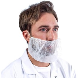 ZEUTICA 100 Pzas Cubrebarba de polipropileno Blanco Cubre barbas desechable beard cover, cubierta desechable para barba color blanca,cubrebigote unitalla
