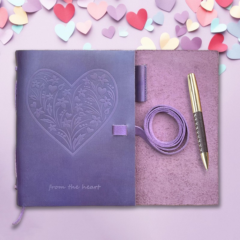 Sovereign-Gear Leather Journal for Women, Handmade Purple Heart Bound Journal