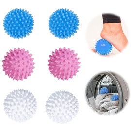 Wekuw Pack of 6 Dryer Balls, Reusable Dryer Balls, Hedgehog Ball, Balls for Fluffy Laundry, Washing Balls for Down Jackets, Tumble Dryer Ball for Home Clothes, Cleaning (Multiple Colours)