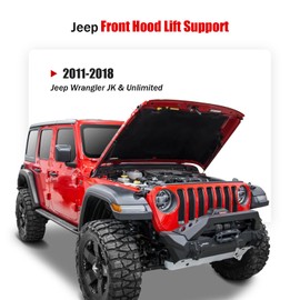IAQWE Wrangler JK Hood Lift Support Compatible with Jeep Wrangler JK and Unlimited 2011 2012 2013 2014 2015 2016 2017 2018, Front Gas Struts Assist Kit Spring Shocks Fits for Jeep Unlimited 2 Pcs