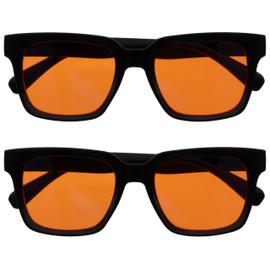 OPULIZE ERA Sleep & Recovery Glasses - Orange Lens - 99.9% Blue Light Blocking - Anti-Reflective & Anti-Glare - 2 Pack - UV400 Protection - Oversized Frame - Night Glasses - Men & Women
