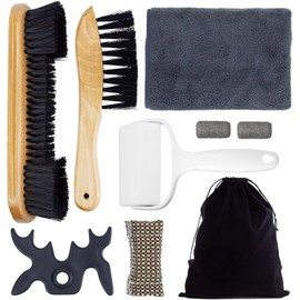 Pool Table Brush Accessories 8 Set,Billiards Cleaning Accessories,with 1 Moosehead Bridge Head,2 Wooden Table Brushes for Felt,1 Sticky Lint Roller,Pool Cue Cloth,Storage Bag and Spare Tools