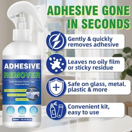 Adhesive Remover, Sticker Remover with Plastic Razor & Towel, 10.14oz Glue Removers for Removing Labels, Tapes, Gum, Wax, Sticky Residue, Powerful Super Glue Removers for Floor, Windows, Walls, Cars