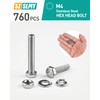 760 Pcs M4 Bolts and Nuts Set, Flat Hex, Hex