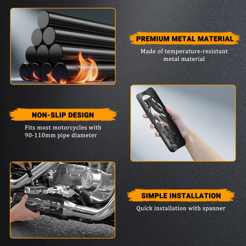 Motorcycle Exhaust Heat Shield - Black