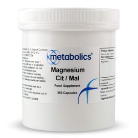 Metabolics Magnesium Citrate Malate Capsules to Support Exercise and Energy (Pot of 250 Capsules)