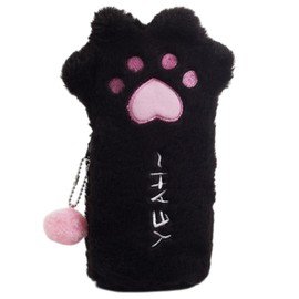 UYRVAPE Plush Pencil Case, Pencil Case Cat, Cat Claws Pencil Case, Kids Pencil Case Cat, Cat Stationery for Girls Boys Teen Gift, Black, black